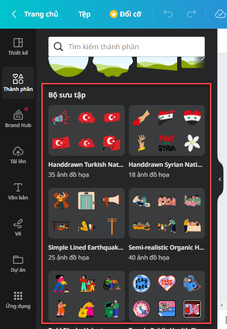 Thư viện hình ảnh và video Canvas