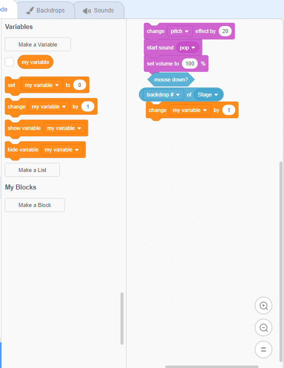 Tính năng điều khiển Scratch